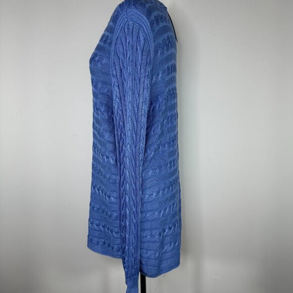 NWT Lauren Ralph Lauren Blue Cotton Blend Boat Neck Cable Knit Sweater XL RP $99 - Picture 7 of 15